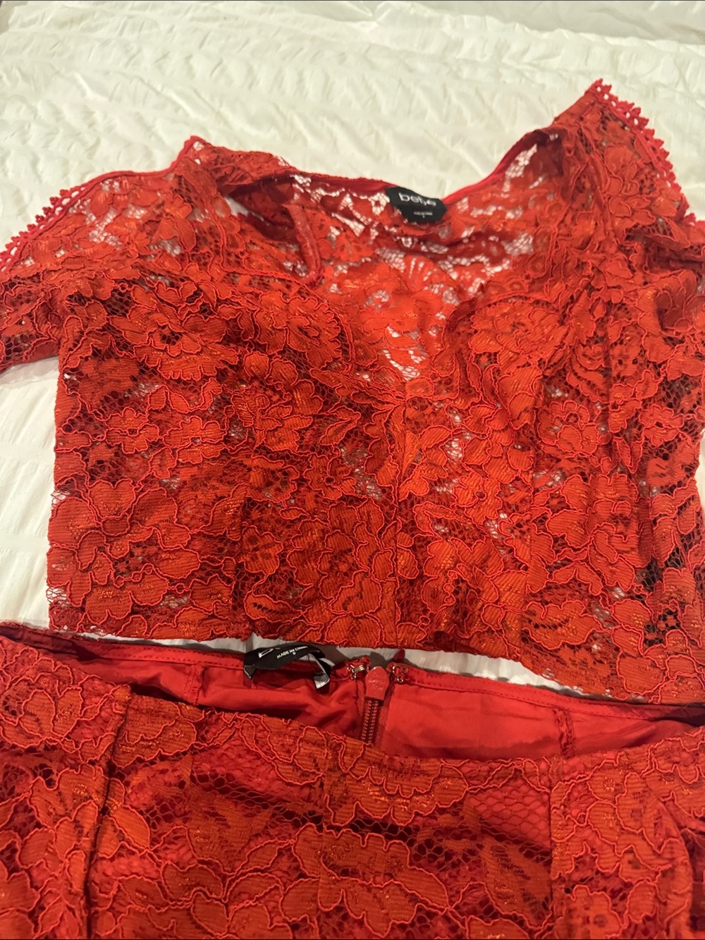 bebe Red Lace Two-Piece Set - Picture 4 of 9